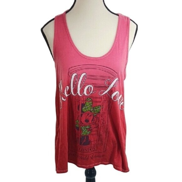 Disney Parks Tank Top Womens Size M Minnie Mouse London Epcot Showcase - Picture 1 of 6